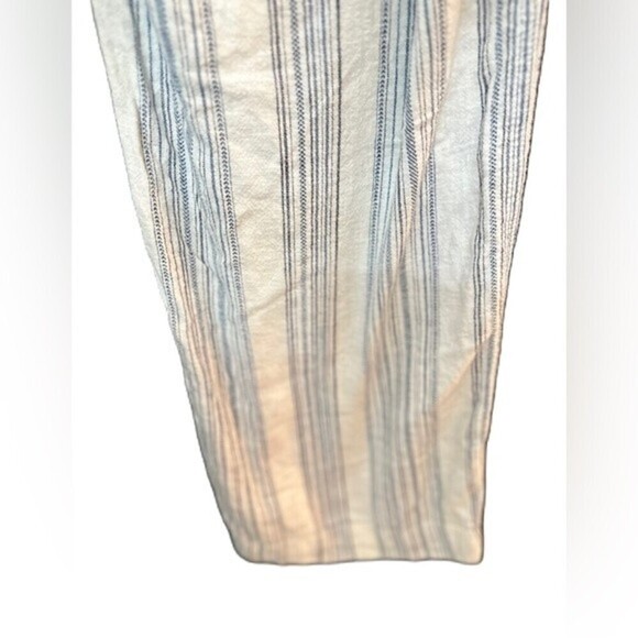 Briggs Linen White & Blue Striped Elastic Comfy Pants SZ L - Picture 7 of 11